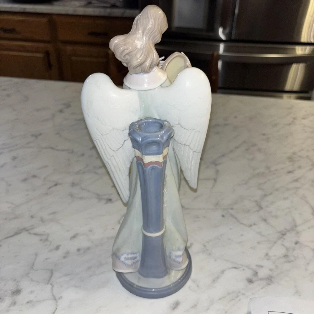 Lladro 5950 Heavenly Harpist Angel Porcelain Figurine Candle Holder Spain